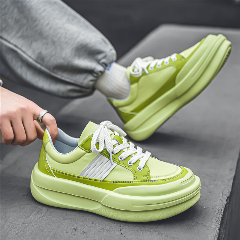 大头鞋男2024新款春夏绿色鞋子爆款小白增高厚底运动松糕老爹休闲