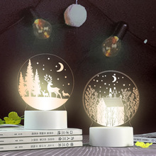 创意梦幻3d小夜灯插电USB卧室床头灯圣诞情人LOGO活动礼品led台灯