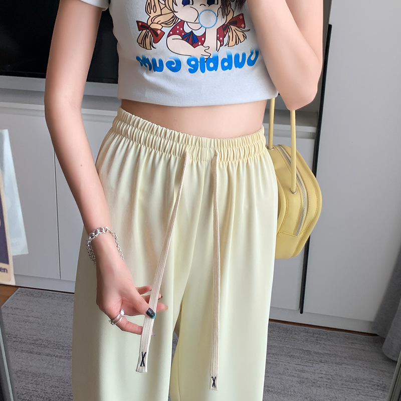 Spring/Summer 2023 New Suit Pants Wide-Leg Pants Women's High Waist Drooping Macaron Baggy Straight Trousers