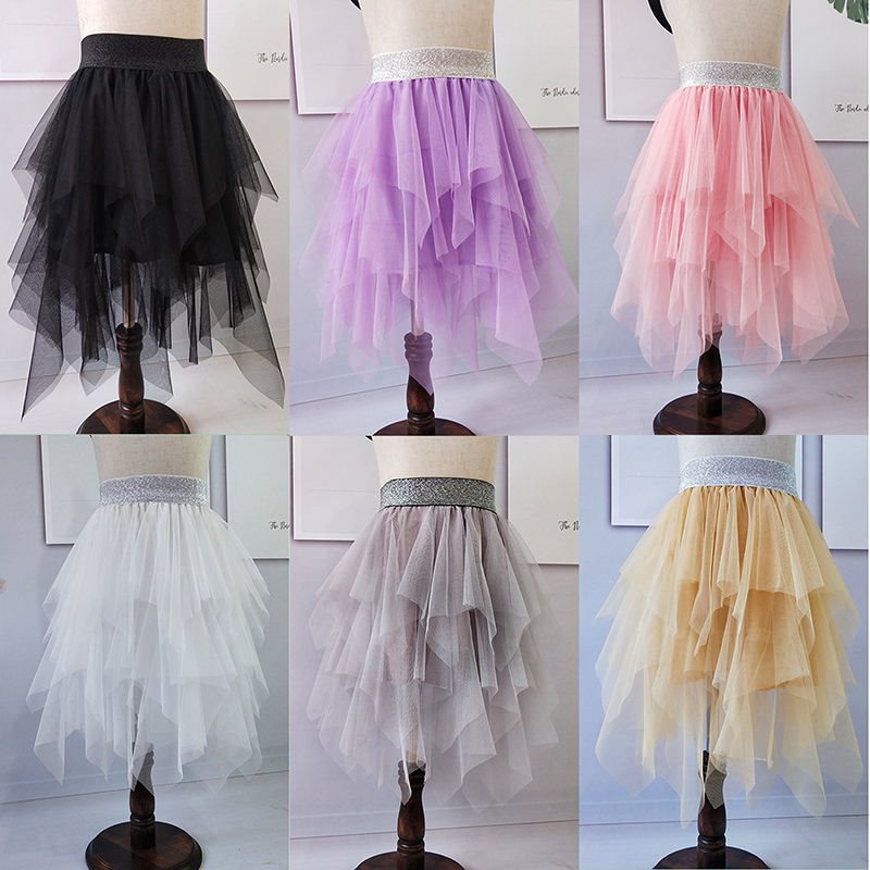 儿童半身裙女春夏女童纱裙蛋糕裙不规则蓬蓬裙洋气网纱裙女孩裙子