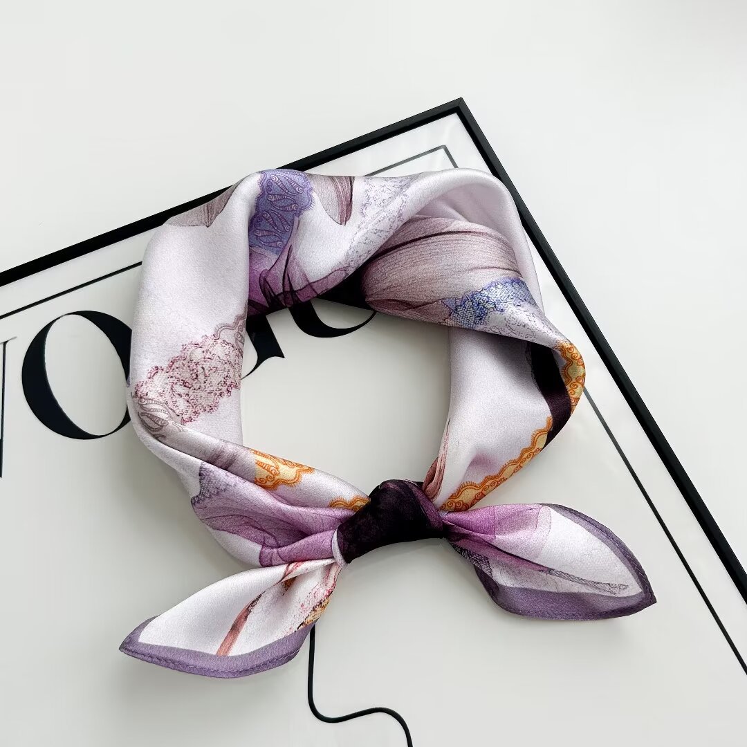 丝巾女杭州丝绸韩版100%桑蚕丝小方巾女装饰领巾围巾披肩纱巾批发