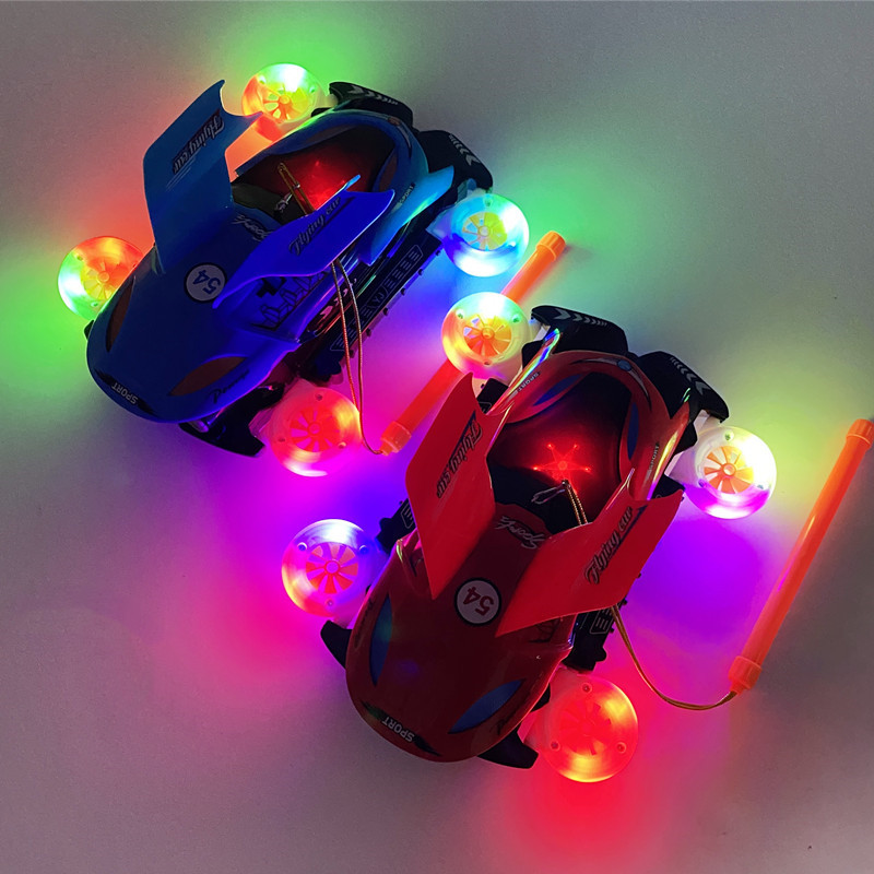 儿童元宵节手提彩灯电动可关音乐炫彩自动开门四轮旋转变形车灯笼