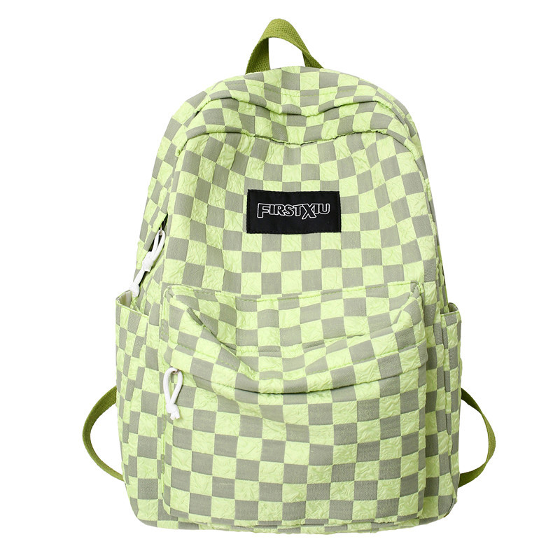 Schoolbag Female Ins Style Japanese Leisure All-Match Commute Trendy Checked Backpack Large Capacity High School Student Backpack