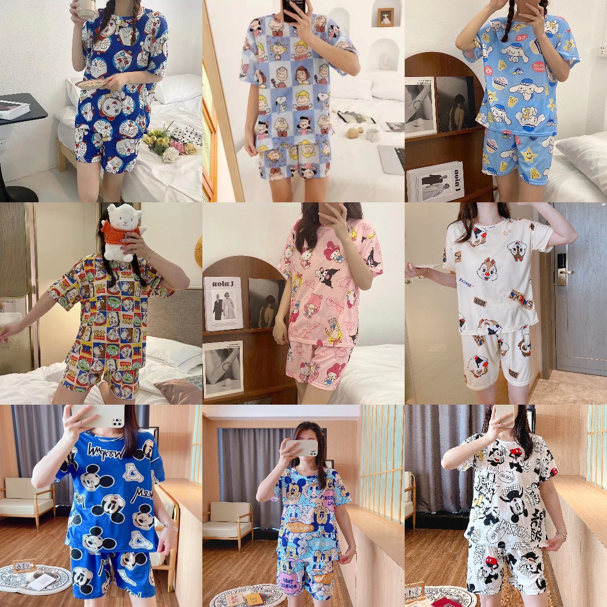 Women's Pajamas Summer 2022 New Summer Short Sleeve Shorts Women's Cute Casual plus Size Homewear Suit