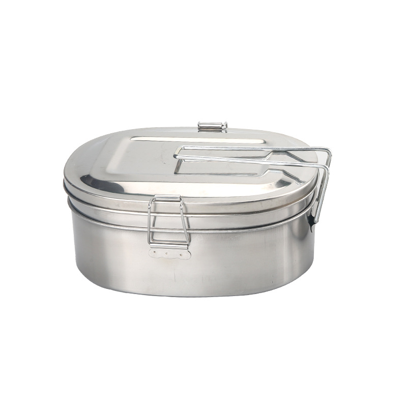 不锈钢蒸饭盒带盖单双层老式铁饭盒中小学生带饭盒圆形上班族饭缸