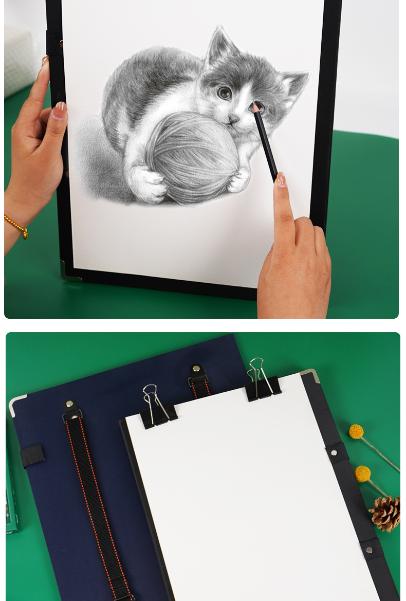 厂家直销黑色中号双肩速写夹画板写生画板素描画画夹板夹大8k防水