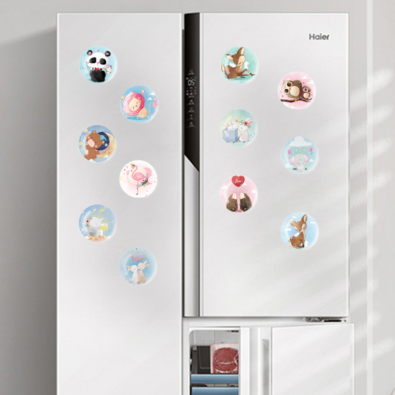 Factory Direct Sales Panda Rabbit Sika Deer Crystal Fridge Glass Sticker Magnetic Force Whiteboard Sticker Magnetic Sticker