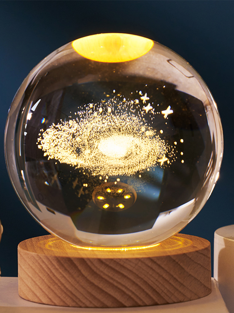发光水晶玻璃球夜灯桌面装饰品小摆件生日礼物女生毕业礼物纪念品