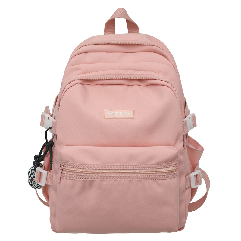 Simple Solid Color Backpack Female Junior High School Student Schoolbag Harajuku Version Couple Campus Outdoor Travel Backpack Men's Fashion