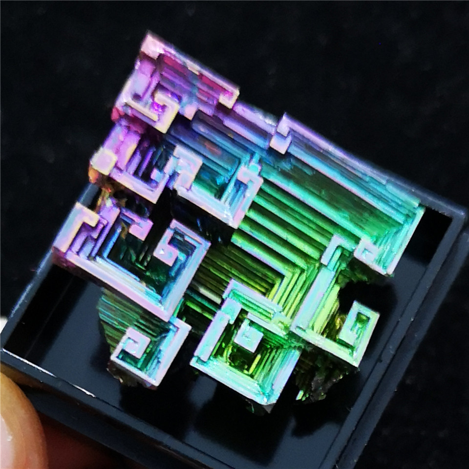 铋晶体 摆件 矿物盒子 猫矿盒 包含晶体 半宝石水晶礼品饰品天然