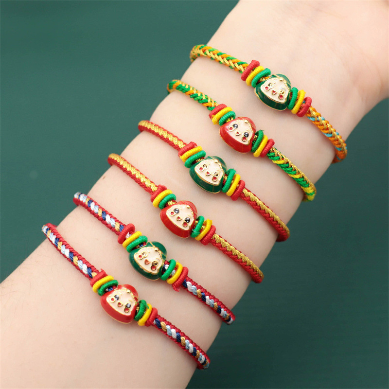 2023 New Dragon Boat Festival Colorful Rope Bracelet Alloy Baby Zongzi Eight-Strand Woven Couple Bracelets Holiday Gift