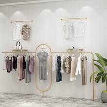 创意服装店展示架金色落地架女装店陈列架挂衣架墙上壁挂衣服架子