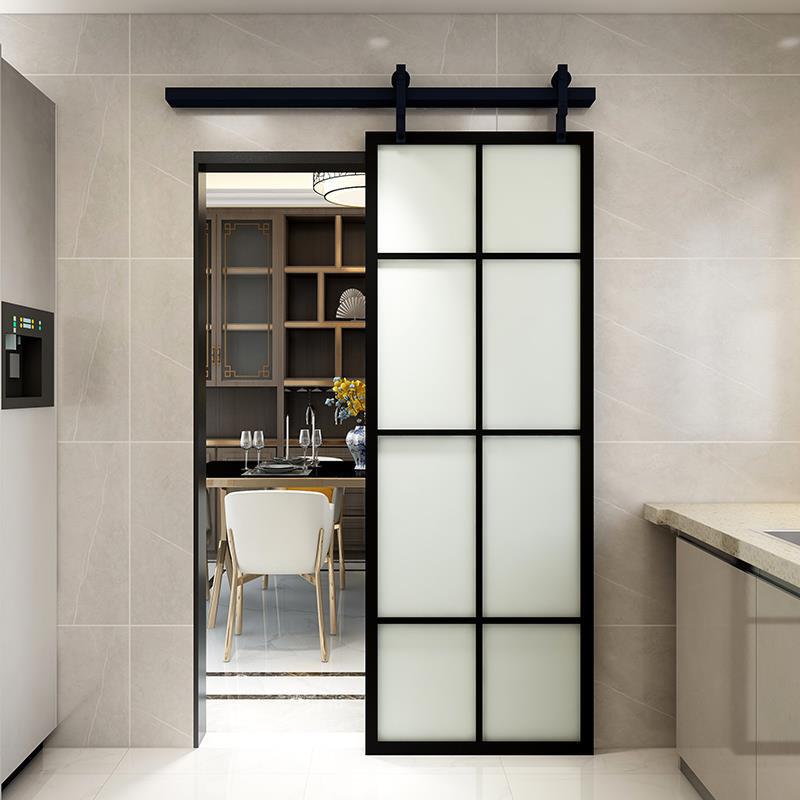 潮盛卫生间门铝镁合金家用浴室门窄边简约钢化玻璃厕所门谷仓门