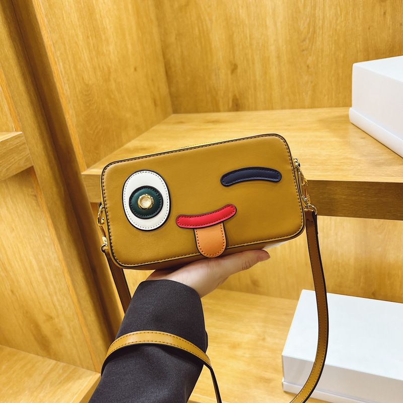 包包女2022新款韩版搞笑表情包包撞色手提斜挎单肩包韩系新款抖音