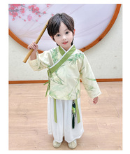 酷贝龙新款中国风儿童古风汉服表演拍照摄影竹叶套装班服园服