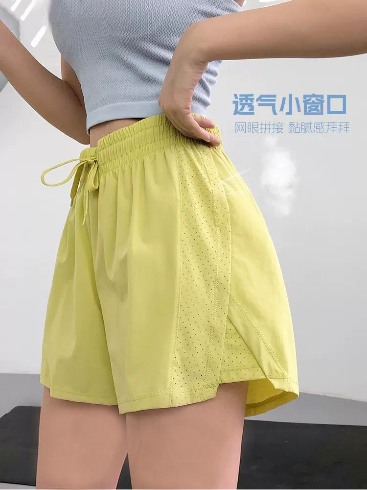 运动短裤女假两件防走光速干散打网球跑步训练健身短裤高腰瑜伽裤