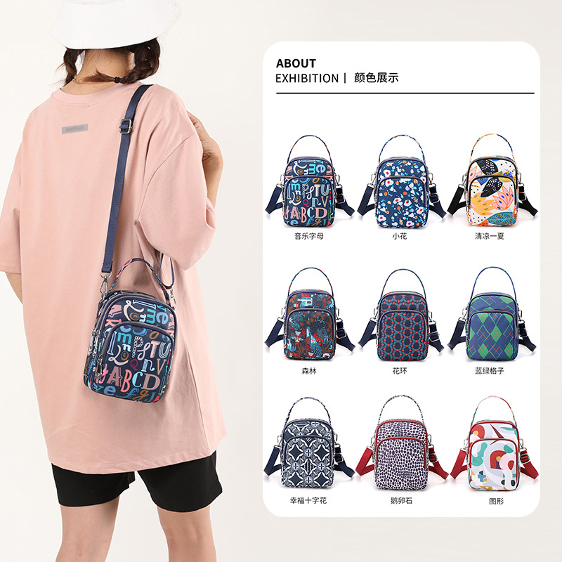 New Fashion Nylon Color Mobile Phone Bag Casual Shoulder Crossbody Small Handbag Wholesale