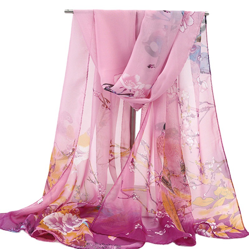 summer scarf Spring and Autumn New Magpie Spring Women's Chiffon Long Scarf Wholesale Small Scarf Scarf Gift Gift Factory Direct Sales