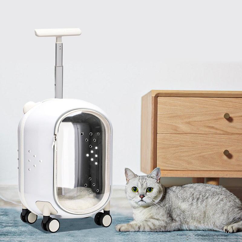 厂家直销超大号透明箱宠物便携外出拉杆箱猫包透气狗狗猫咪行李箱
