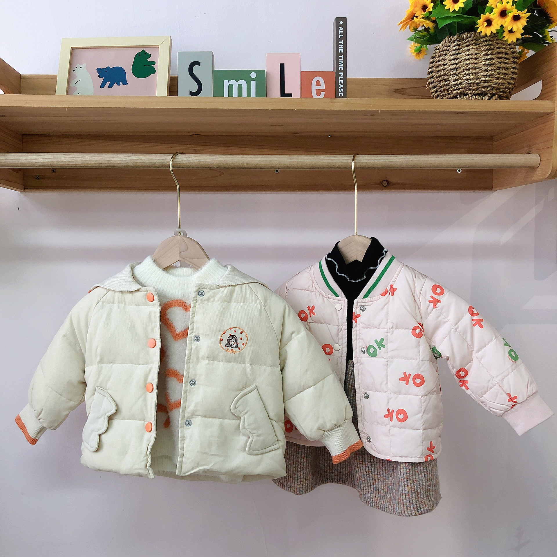 米乐熊童装货源 2021冬季新款女童可爱开衫内胆 品牌童装尾货批发