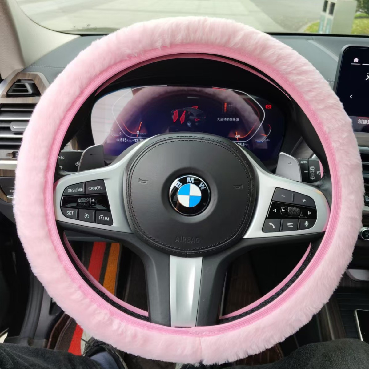仿兔毛新款无内圈舒适柔软汽车方向盘套毛把套
