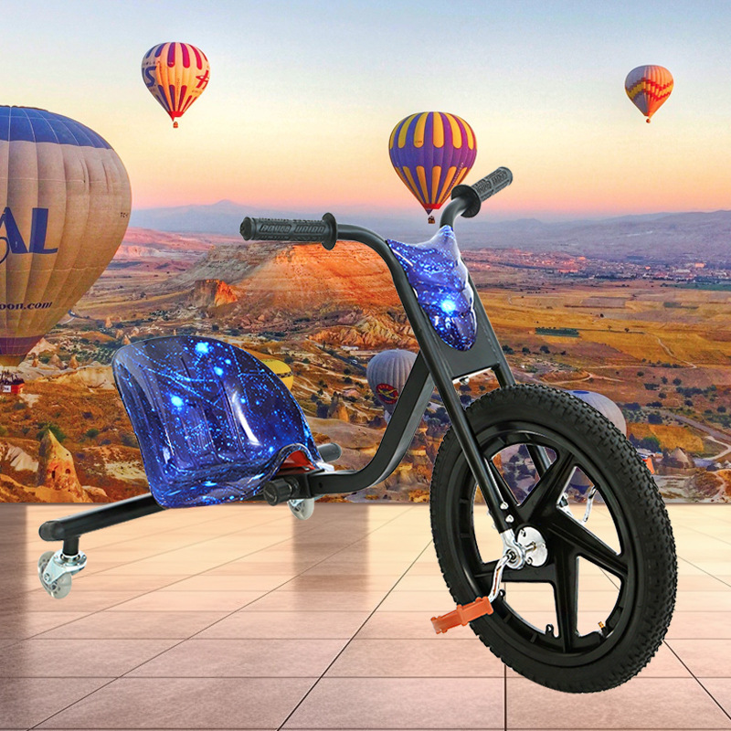 跨境广场漂移车drift tricycle室外脚踏三轮车可伸缩闪光轮平衡车