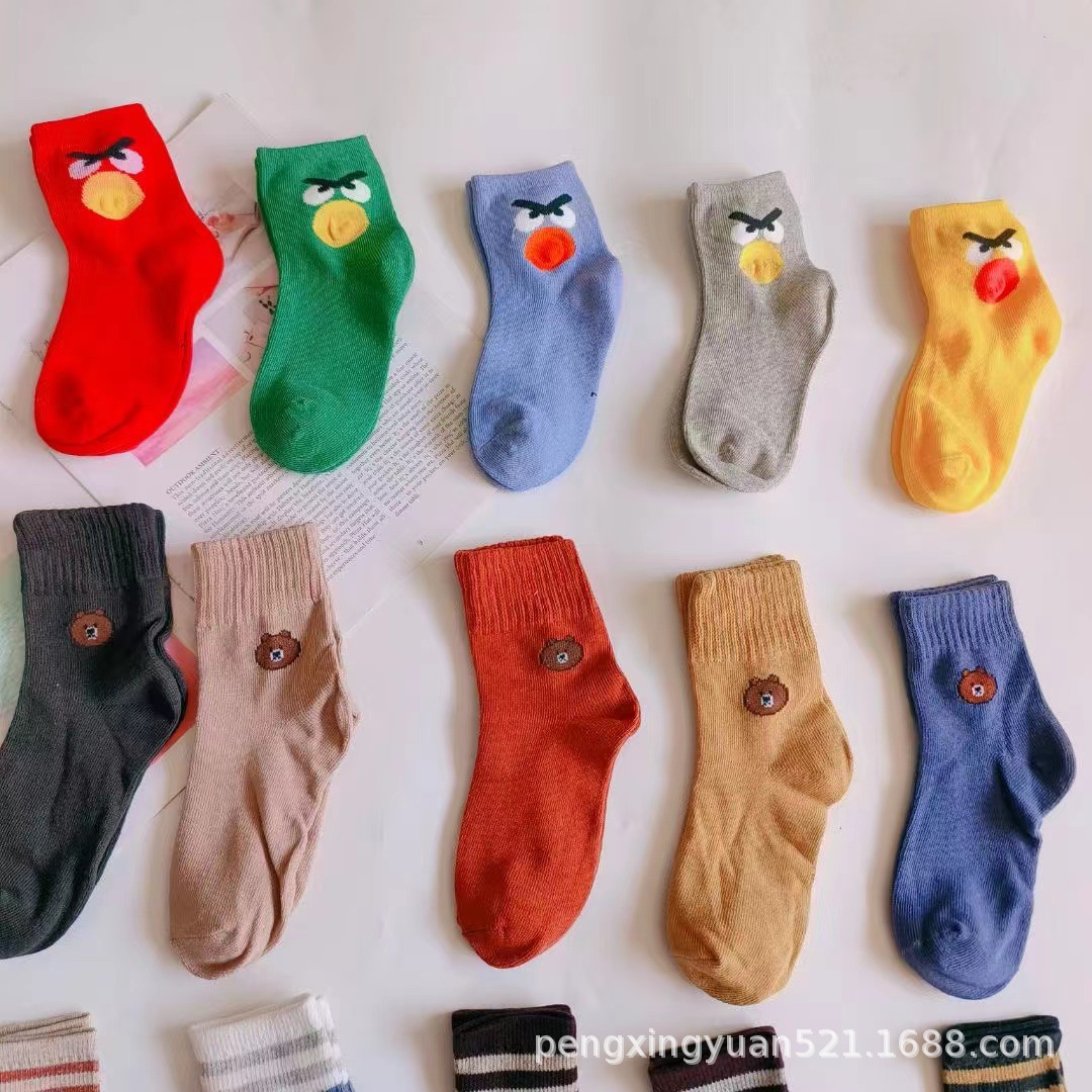 外贸日系儿童棉袜子立体卡通可爱男童女童宝宝袜中筒库存地摊货源
