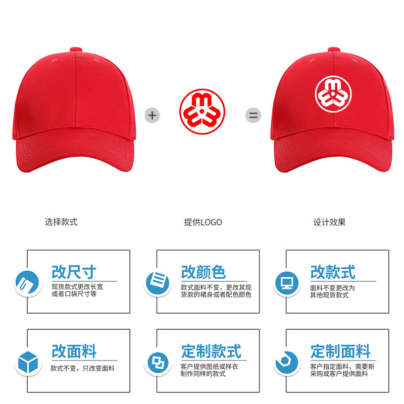 Hat Custom Printed Logo Peaked Cap Custom Pure Cotton Advertising Cap Baseball Cap Volunteer Activity Children Hat Custom
