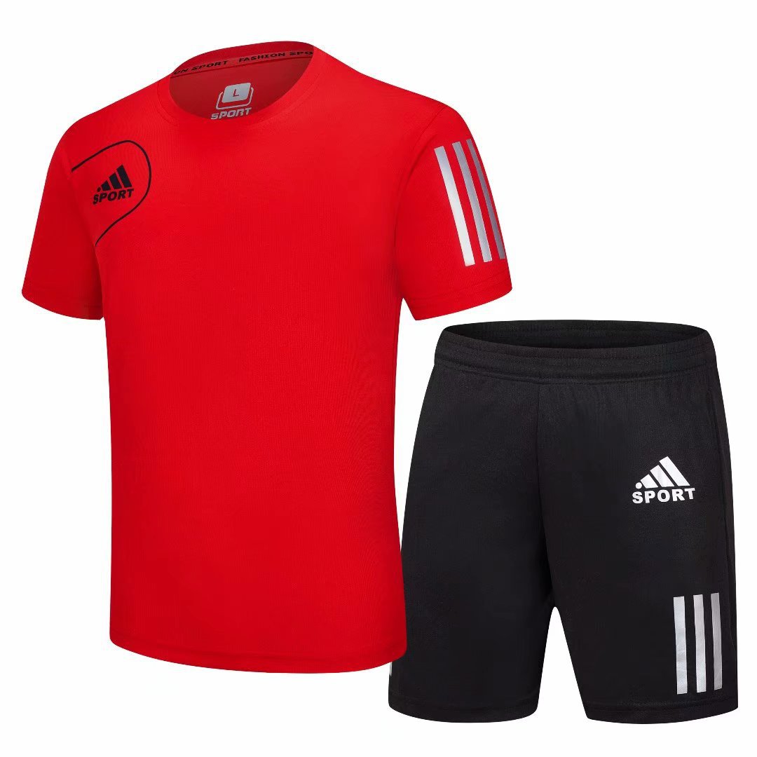 2021年新款运动套装夏季男短袖套装跑步休闲运动服批发