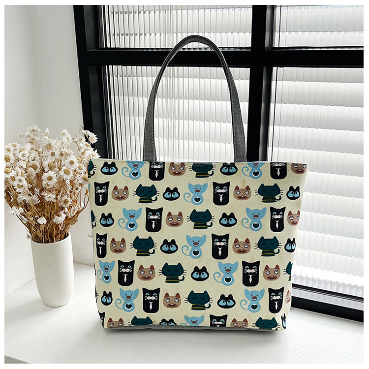 Wholesale New Leisure Commute Women's Canvas Bag Printed Fashion Portable Shoulder Bag Middle-Aged and Elderly Women's Bags Tote Bag