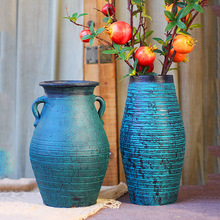 中式花瓶摆件 ins风高级感陶瓷花瓶客厅复古落地艺术品装饰大花瓶