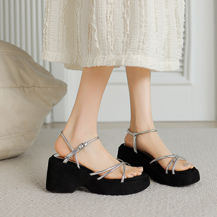 新款厚底凉鞋2024年春夏季露趾凉鞋单女-阿里巴巴