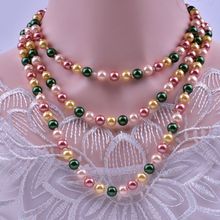 欧美时尚圆珠链混彩玻璃仿珍珠长款项链1米5长多层毛衣链厂家批发