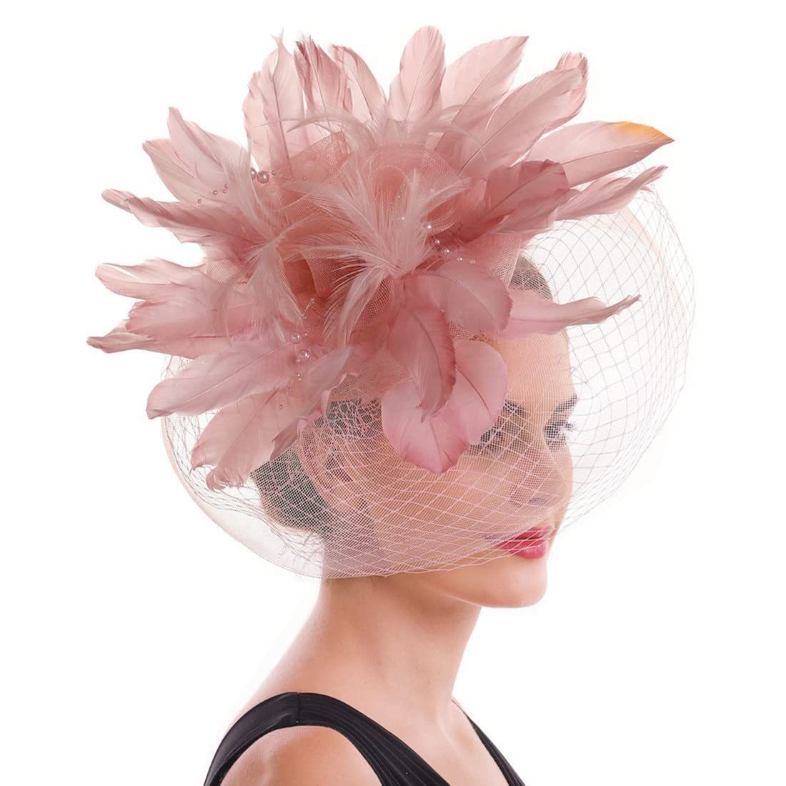 大号夸张羽毛头花欧美复古双层面纱网纱头饰新娘礼帽赛马节头饰品