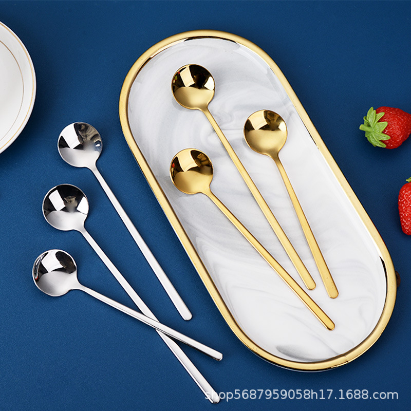 304 Stainless Steel Spoon Honey Spoon Dessert Coffee Spoon Stirring Spoon Soup Spoon Bird's Nest Small round Spoon