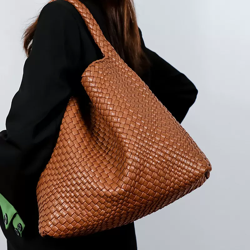 手工编织托特包欧美时尚简约百搭大容量单肩腋下手拎菜篮子托特包