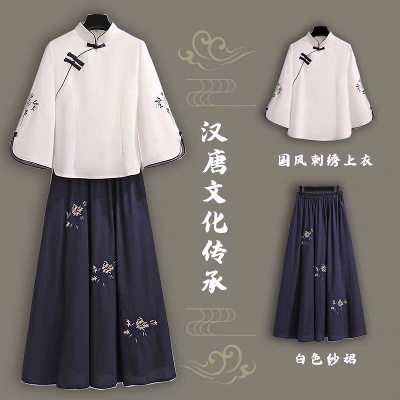 汉服女中国风夏棉麻上衣改良旗袍茶服古装民国风女学生日常国学服