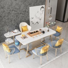 zh新中式茶桌椅组合现代轻奢岩板茶桌办公桌客厅家用办公室泡茶桌