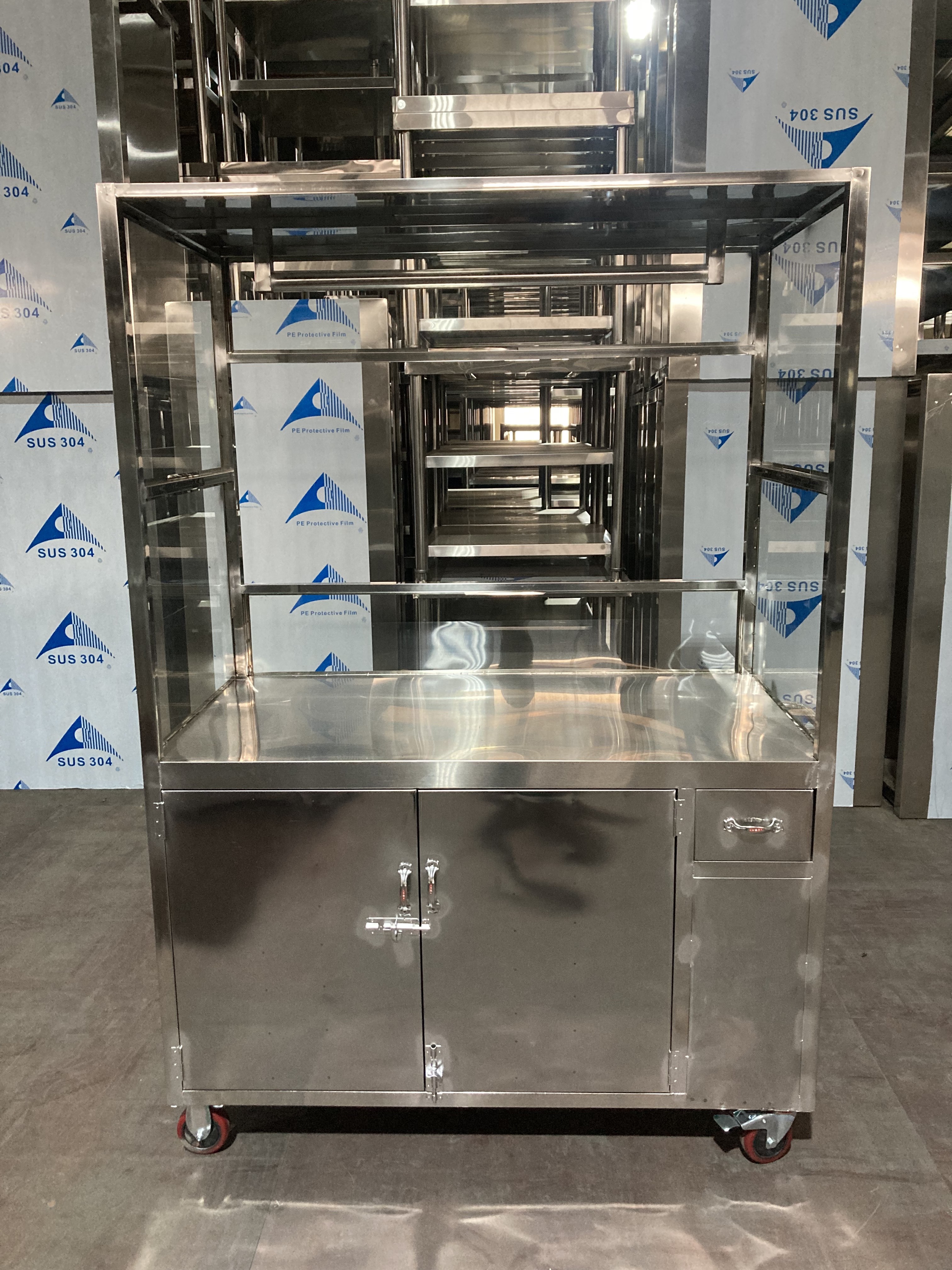 手推车摆摊小推车烧腊车不锈钢明档车快餐车多功能外卖车厂家直发