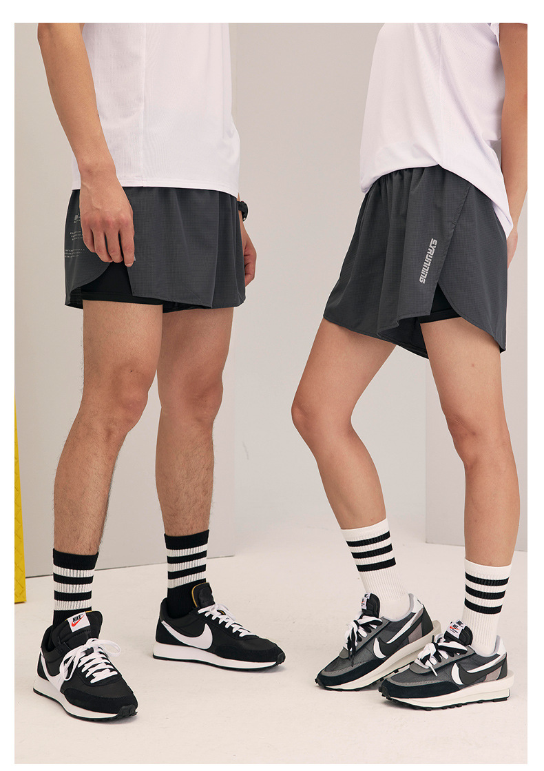 精英美式篮球短裤不过膝宽松训练实战球裤运动裤印字假两件休闲裤