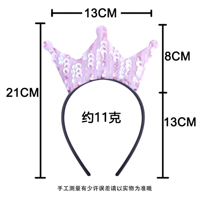 Xinqi Cross-Border Amazon Headband Wholesale Children's Crown Birthday Cartoon Cute Sequin Fabric Accessory Headband