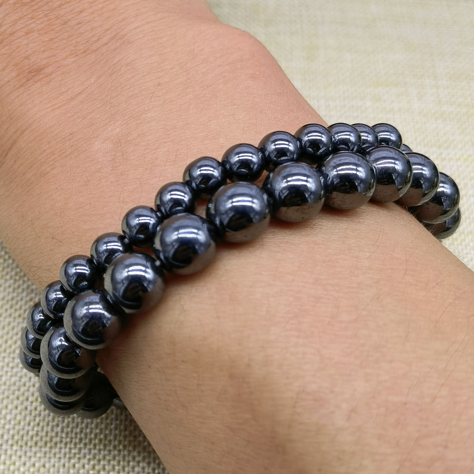 巴西天然黑胆石手链磁性磁石手串磁铁石情侣手饰会销礼品直播热卖