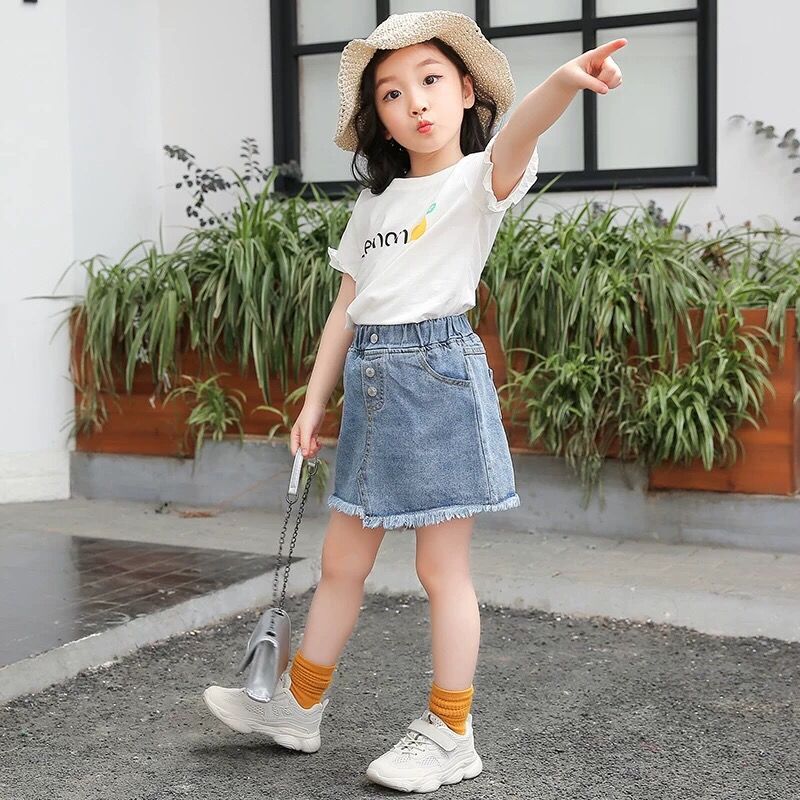 女童牛仔裙2020春夏韩版新款儿童裙子女宝宝短裙小女孩半身裙童裙