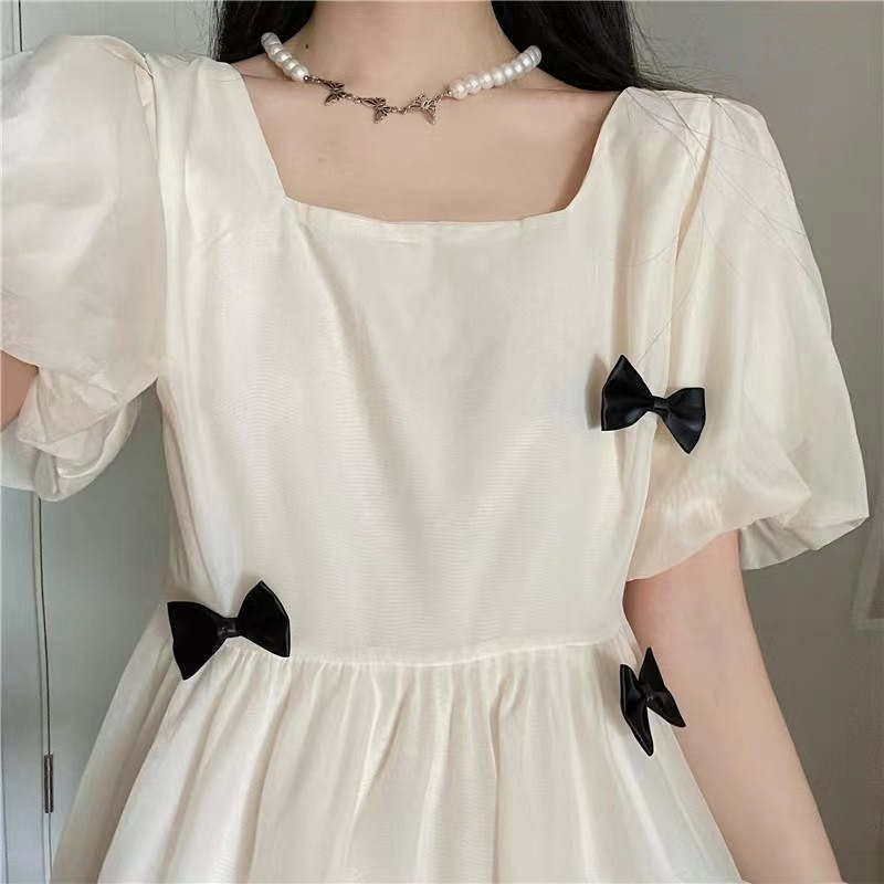 Summer 2023 New Fairy Dress Thin Girl Student Junior High School Student Sweet Puff Sleeve White Dress