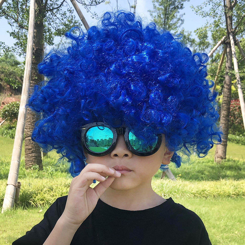 儿童彩色爆炸头假发幼儿园婚庆装扮小丑头套表演搞笑道具演出发套