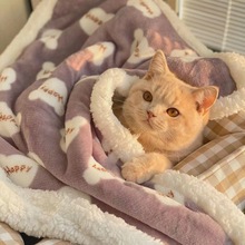 猫咪专用毛毯加厚双层毯子狗狗睡觉小毯子宠物垫子冬季保暖睡垫子