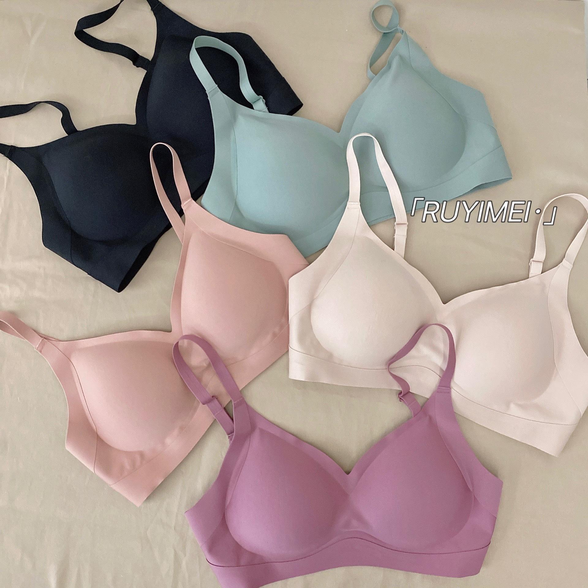 春夏新款无痕内衣女无钢圈背心式文胸收副乳宽肩带运动睡眠文胸-报价