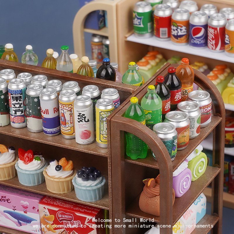 仿真迷你商店货架小超市diy娃娃屋场景摆件过家家微缩儿童小玩具