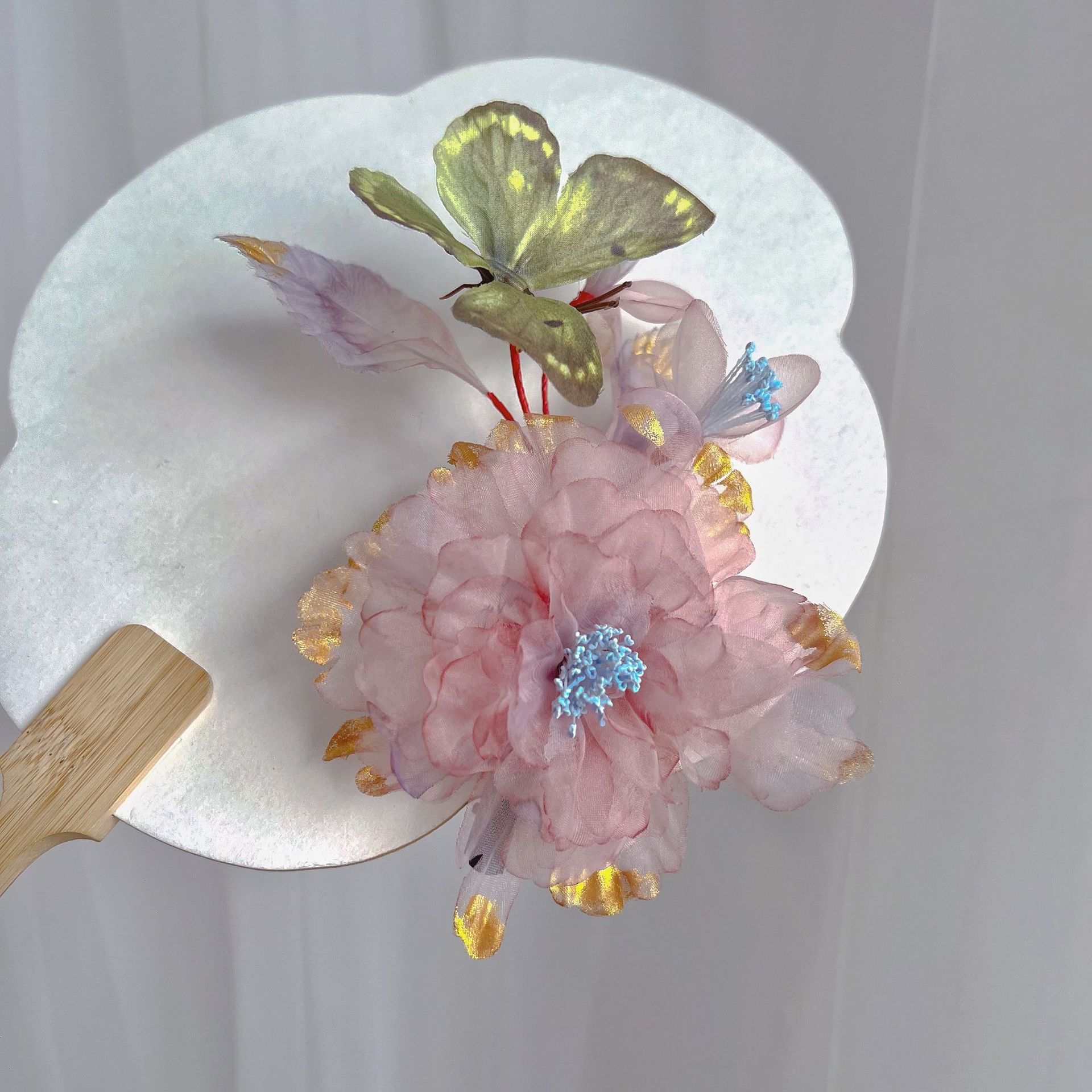 牡丹烫花汉服头饰发夹古风烫花古装超仙唐风配饰花朵发饰头花高颜