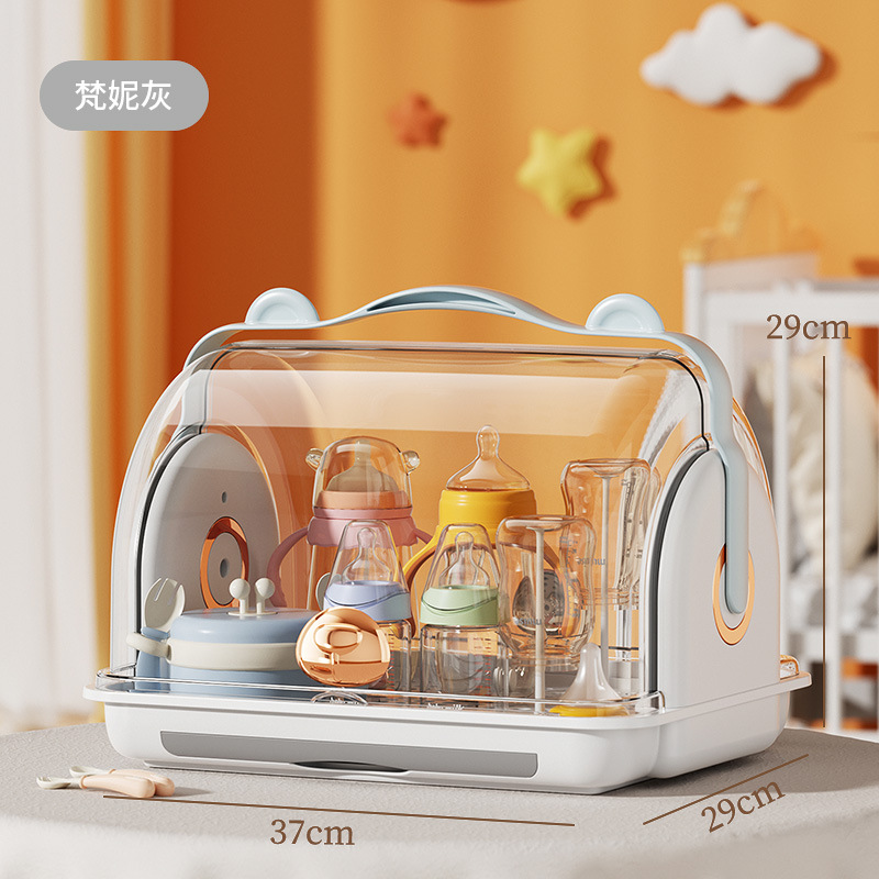 Baby Bottle Storage Box Dustproof with Cover Cup Draining Storage Rack Baby Bowl and Chopsticks Storage Box Plastic Storage Box